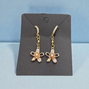 Gold and Silver Floral Drop Earrings
